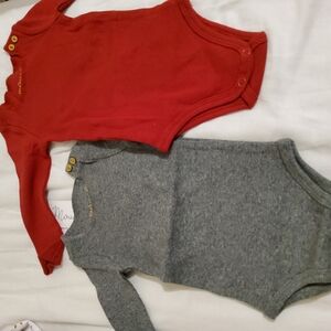 Moulin Roty Red and Gray Baby Bodysuits